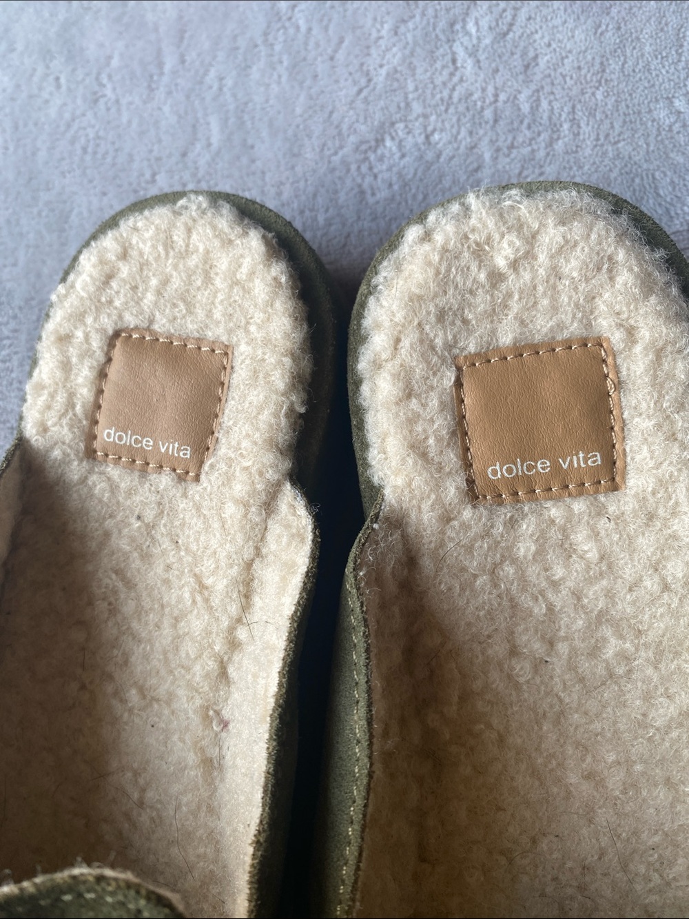 Dolce Vita Olive Green Suede Slip-On Mules with Buckle - Picture 2 of 5